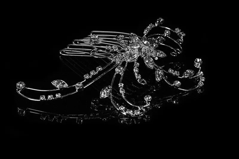 Janet Flowery Leaves Hair Comb | Swarovski Crystal