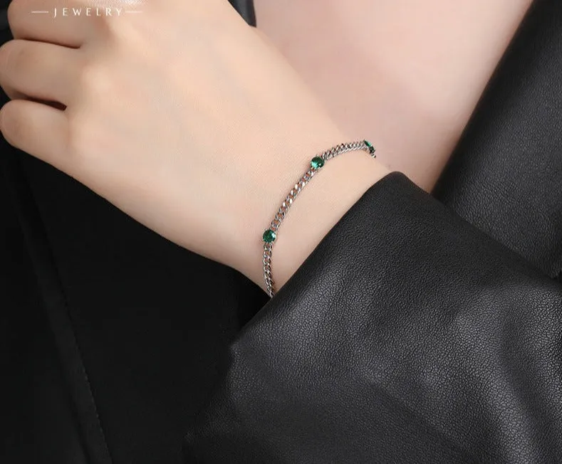 Jewelry ins fashion trend luxury emerald green bracelet bracelet Christmas gift New Year's Eve must-have