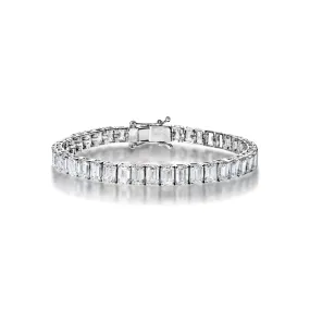 Kallie 24 Carat Emerald Cut Single Row Diamond Tennis Bracelet in 14k White Gold