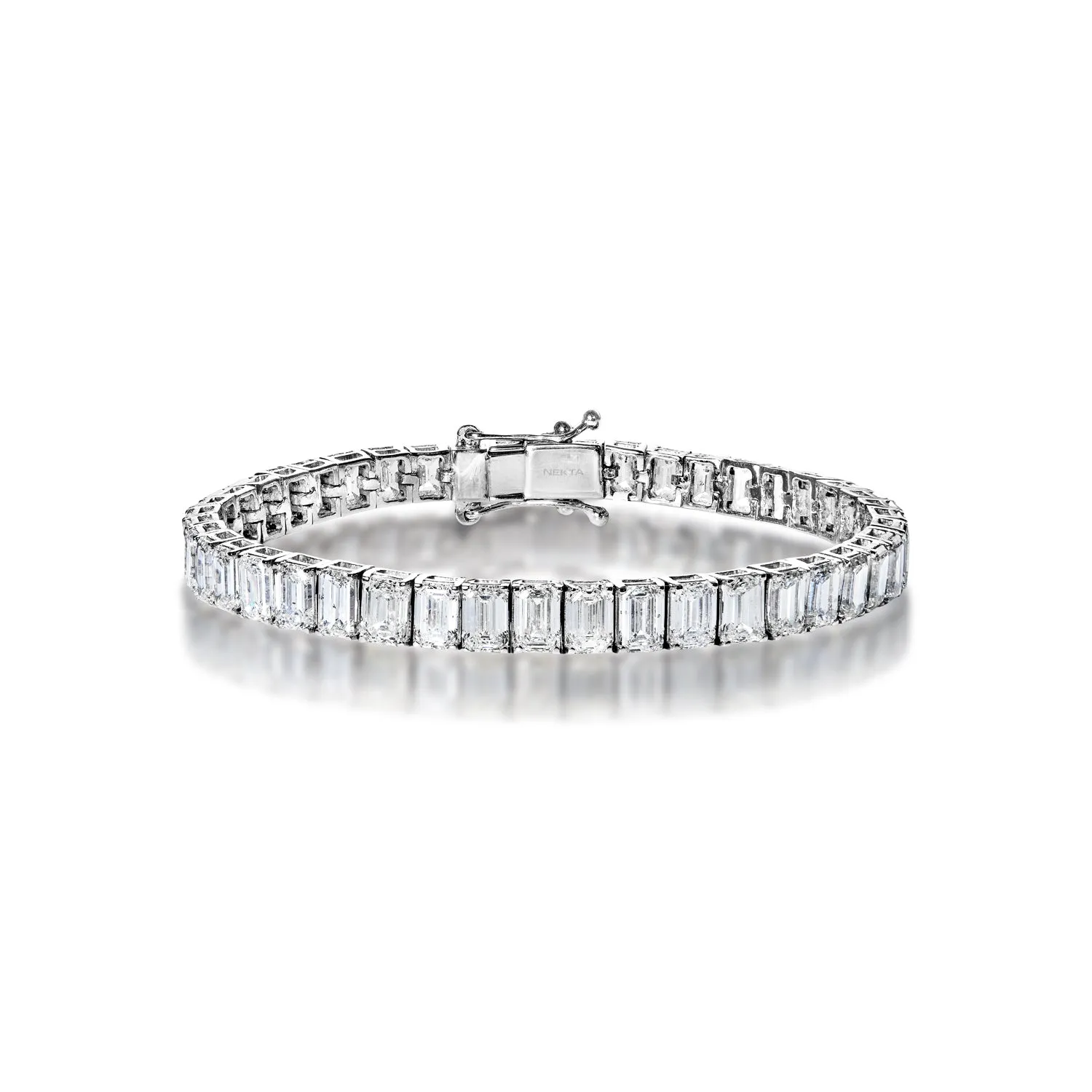 Kallie 24 Carat Emerald Cut Single Row Diamond Tennis Bracelet in 14k White Gold