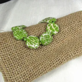 Kazuri Bracelet in Cream & Green Handmade Fair Trade Beads