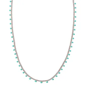 Kendra Scott | Kelsey Silver Strand Necklace in Turquoise Enamel