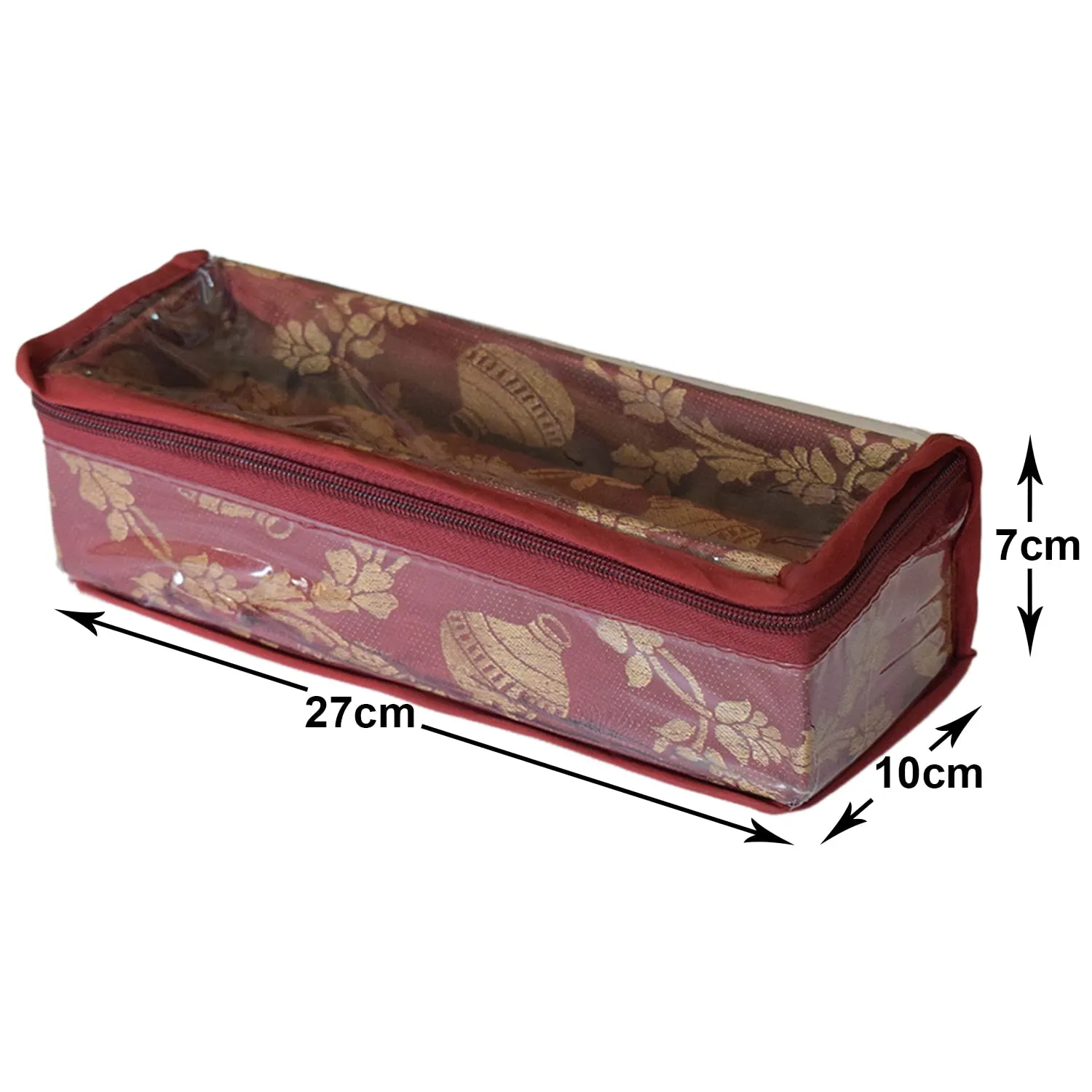 Kuber Industries Multipurpose Matka Pattern Laminated 1 Rod Bangle Box/Organizer/Case With Tranasparent Top (Maroon)-47KM0457