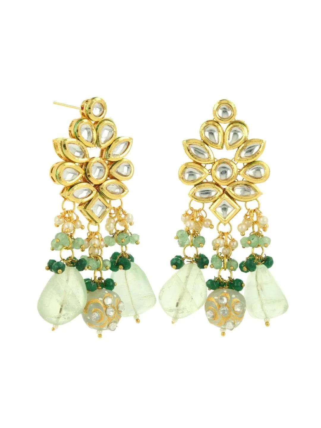 Kundan Precious Stone Earrings Pink