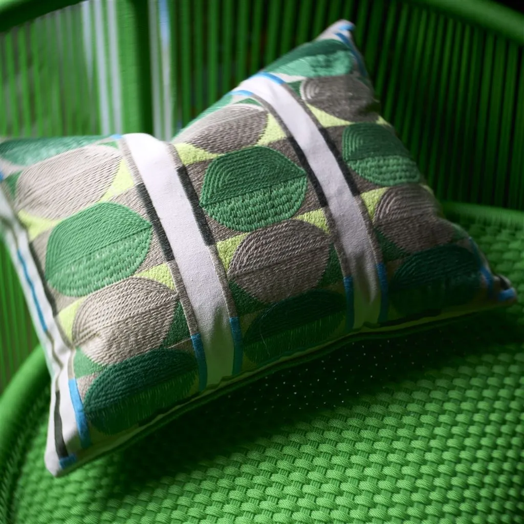 Kushime Emerald Cotton Throw Pillow by Designers Guild