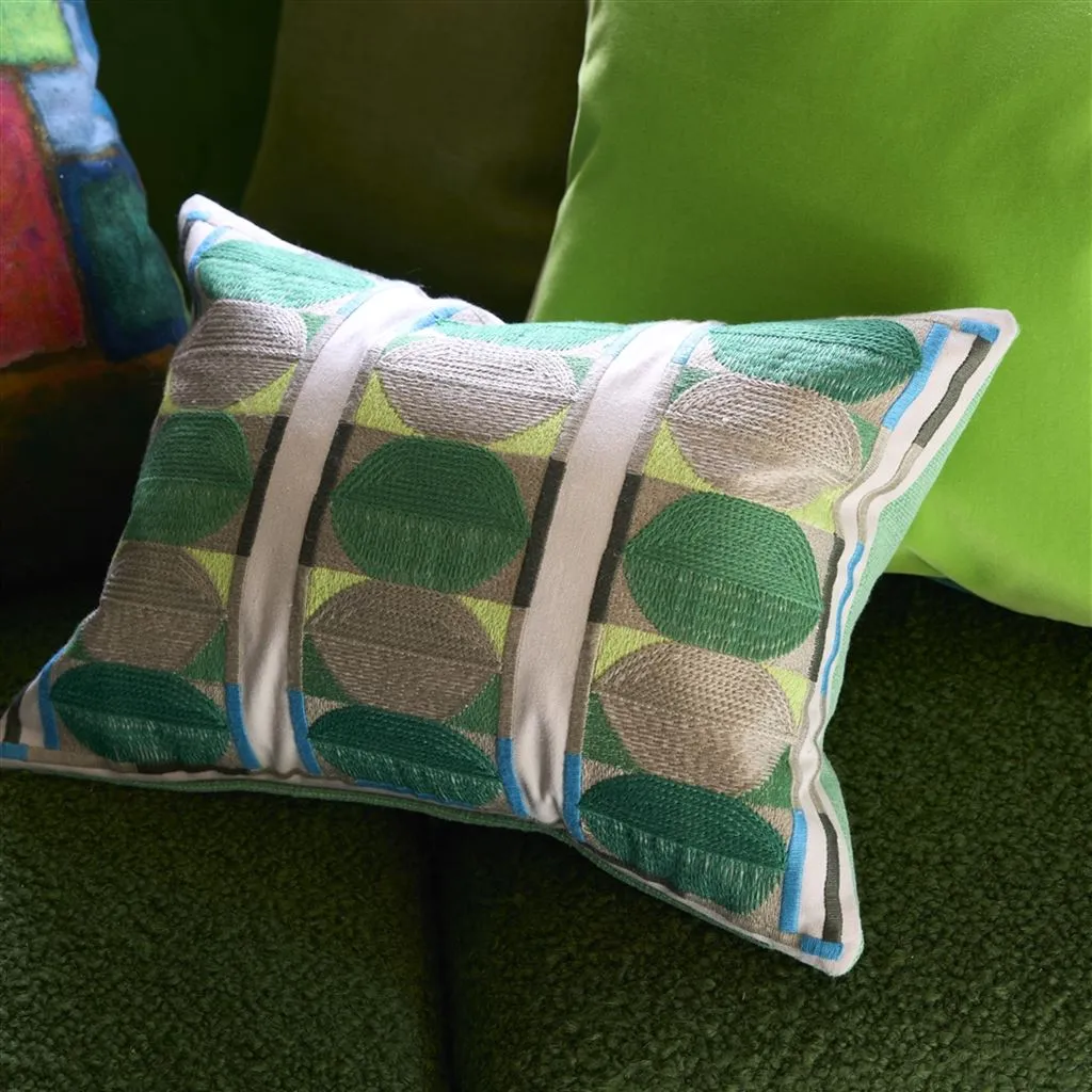 Kushime Emerald Cotton Throw Pillow by Designers Guild