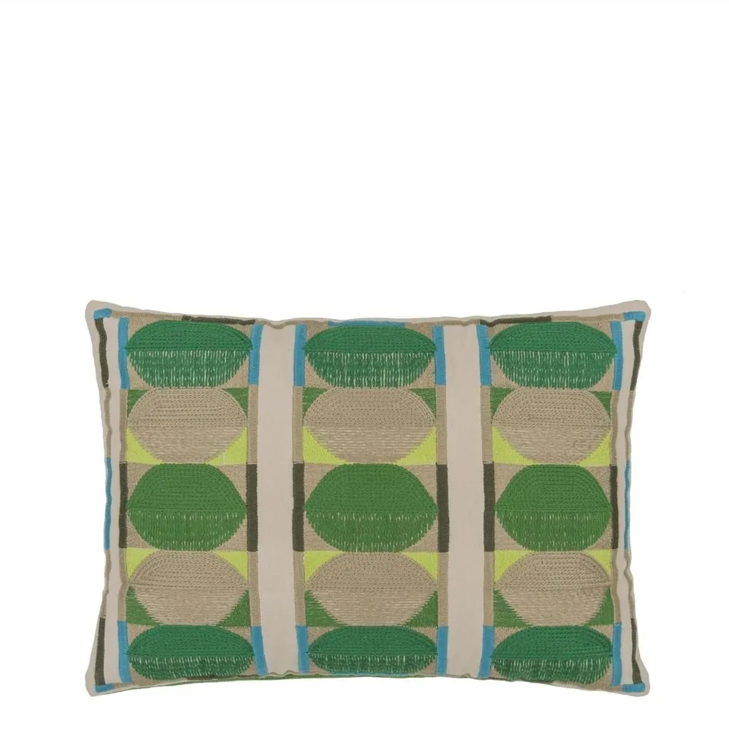 Kushime Emerald Cotton Throw Pillow by Designers Guild