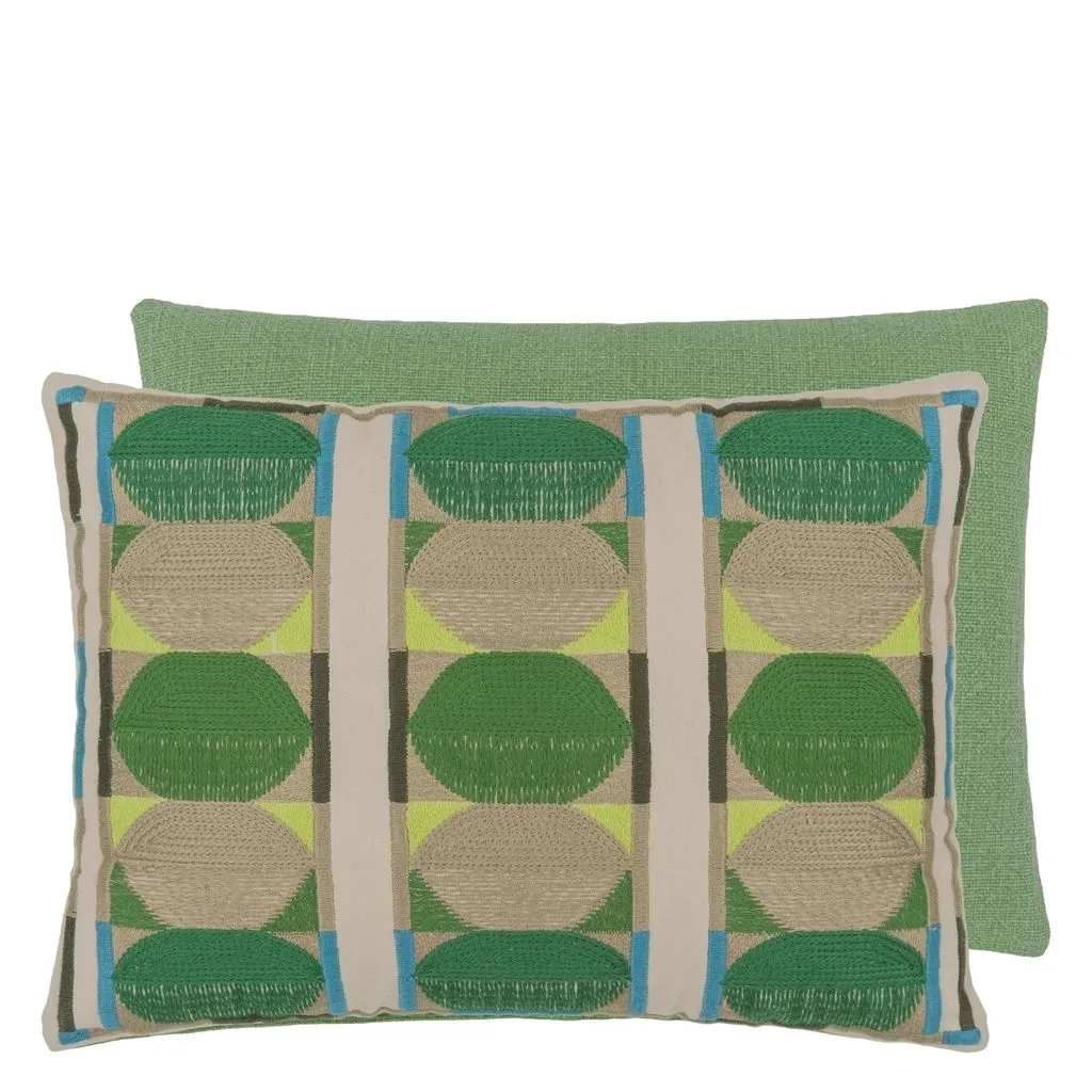 Kushime Emerald Cotton Throw Pillow by Designers Guild