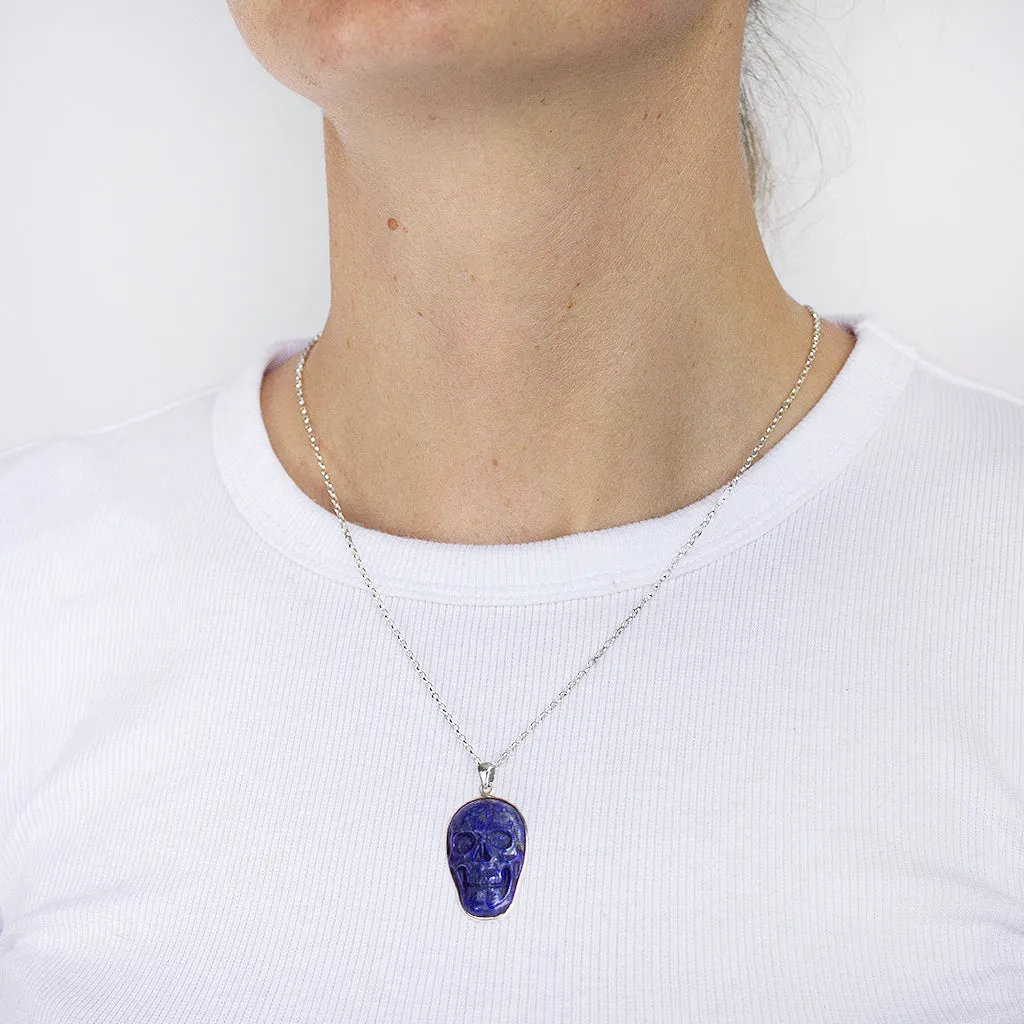 Lapis Lazuli Skull Necklace