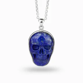 Lapis Lazuli Skull Necklace