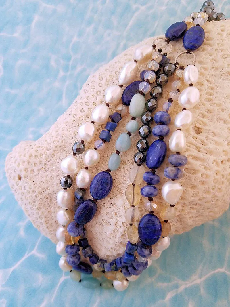 Lapis Pearl and Sodalite Necklace