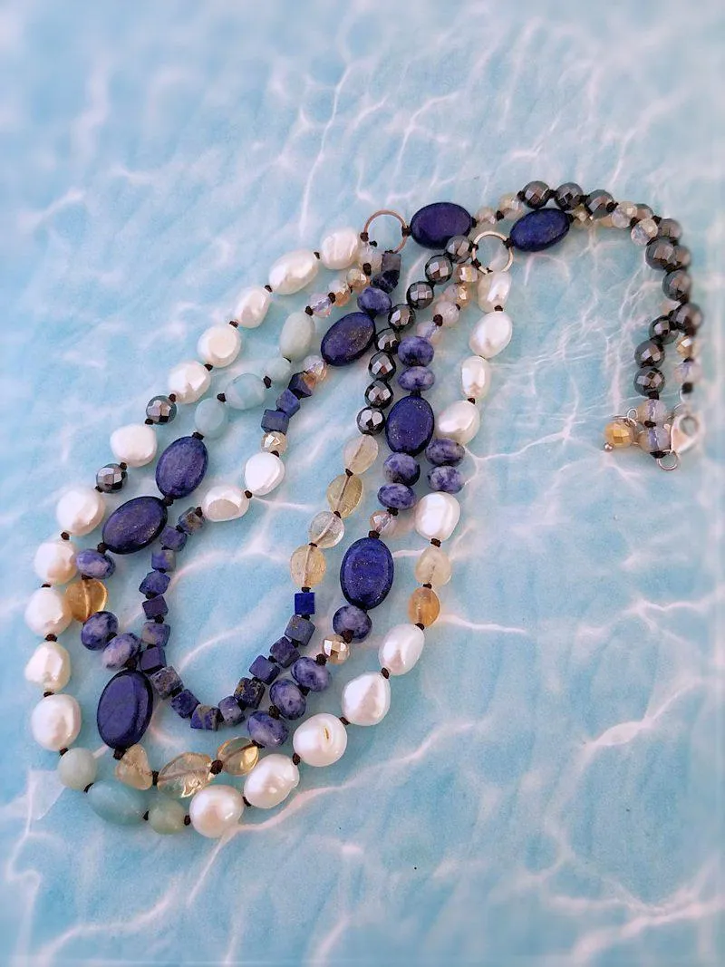 Lapis Pearl and Sodalite Necklace