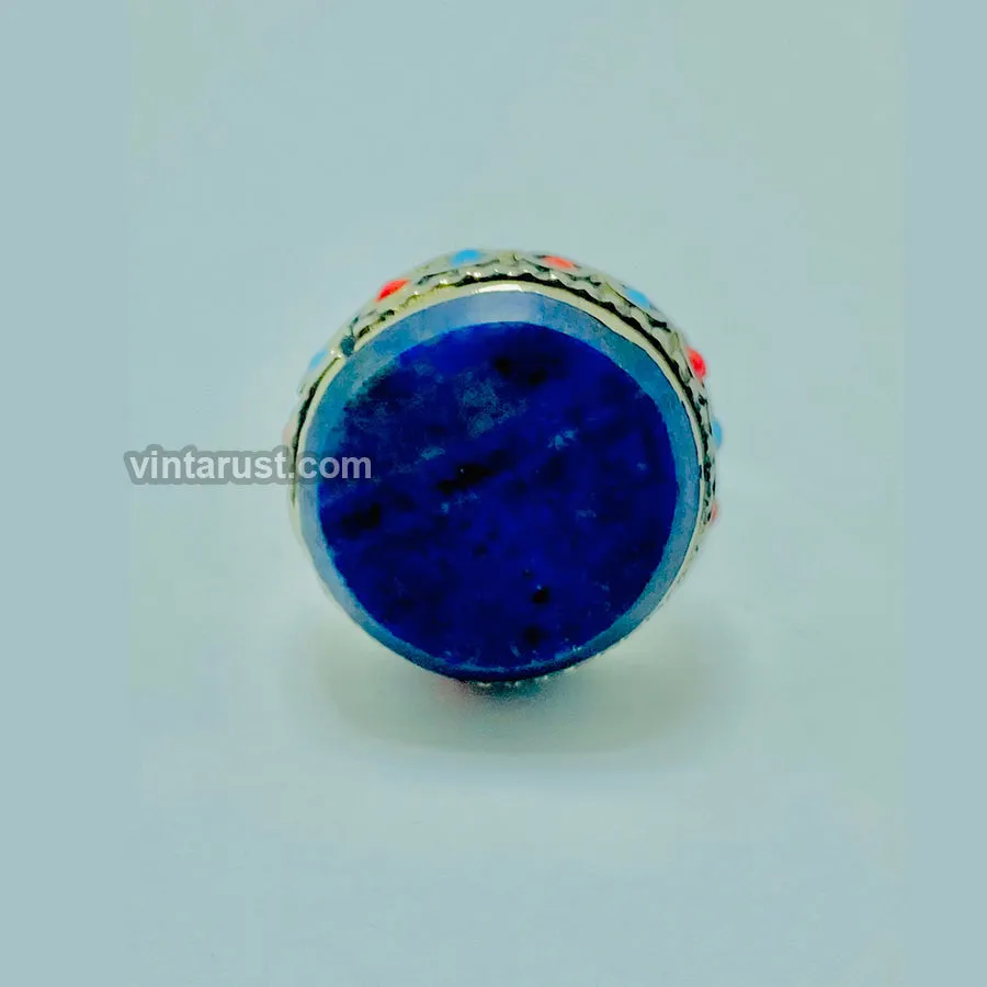 Lapis Stone Handmade Kuchi Ring