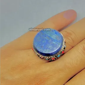 Lapis Stone Handmade Kuchi Ring