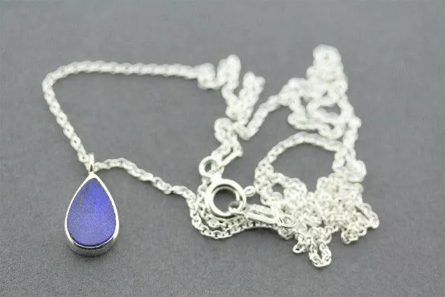 Lapis teardrop silver pendant necklace