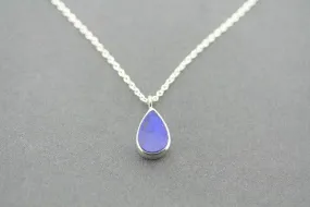 Lapis teardrop silver pendant necklace