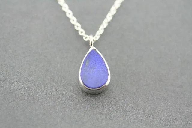 Lapis teardrop silver pendant necklace