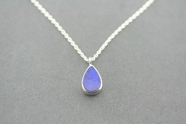 Lapis teardrop silver pendant necklace