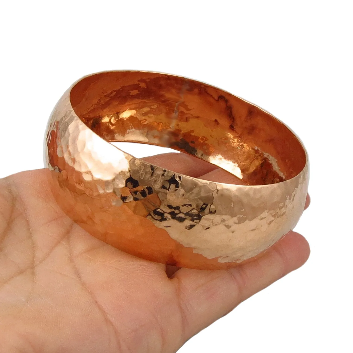 Large Solid Hammered Copper Bangle Cuff