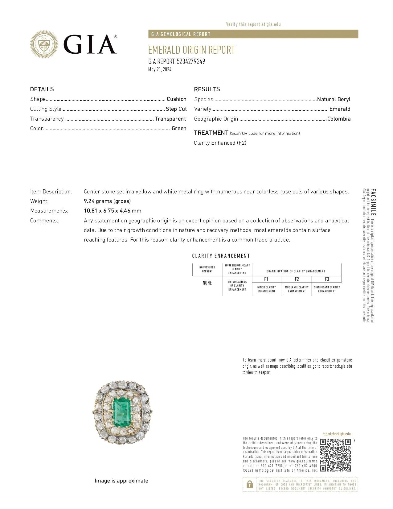 Late Victorian GIA Colombian Emerald Diamond Yellow Gold Cocktail Ring