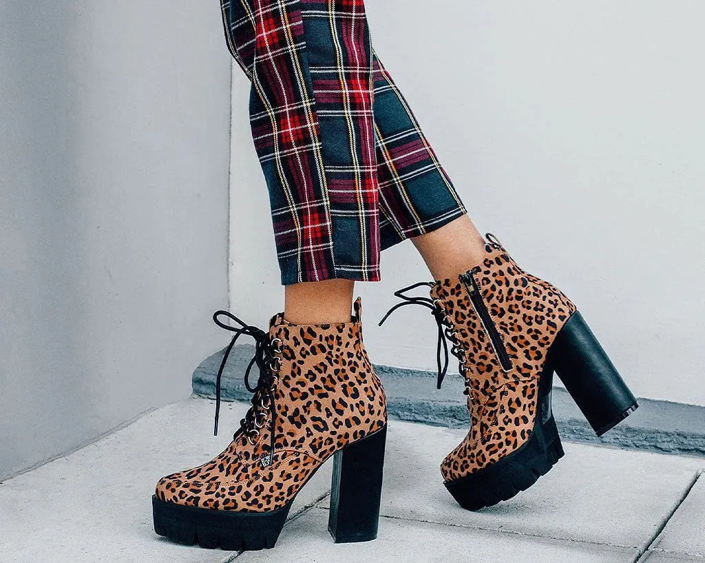 Leopard 6-Ring Bootie Platform Heel