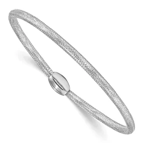 Leslie 14k White Polished Mesh Stretch Bracelet