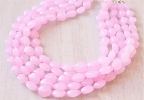 Light Pink Statement Lucite Beaded Chunky Multi Strand Necklace - Minnie