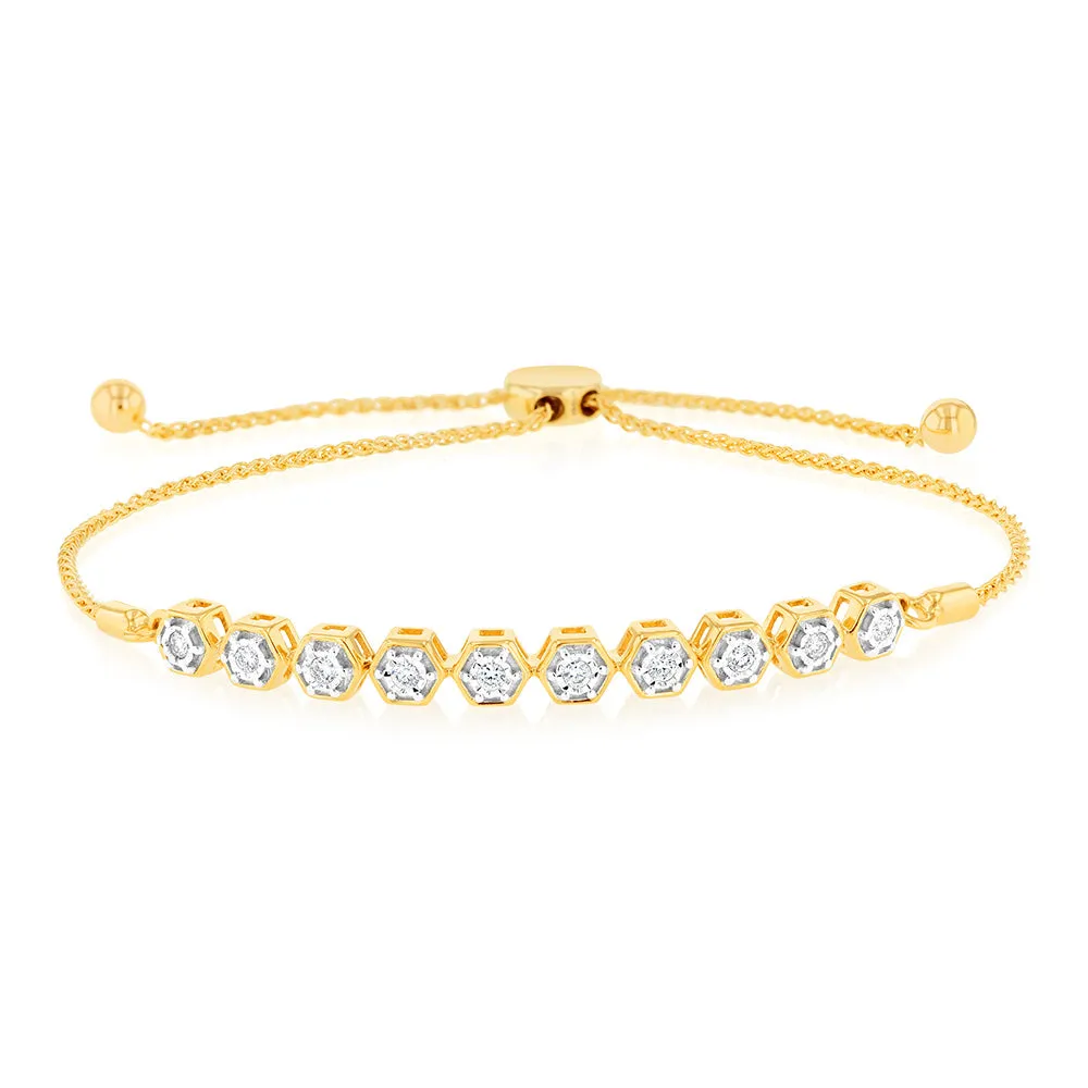 Luminesce Lab Grown 1/6 Carat Diamond Bracelet in 9ct Yellow Gold