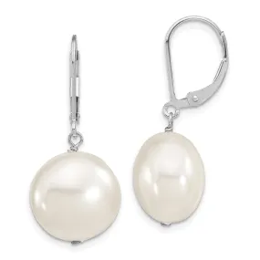 Majestik Coin White Pearl Leverback Earrings