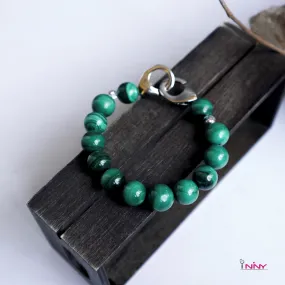 Malachite with Unique Silver Lock Braclet