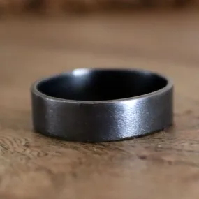 Mens Black Ring - Handmade Oxidized Sterling Silver Band for men