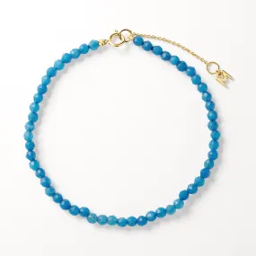 Micro Blue Agate Bead Bracelet in Gold