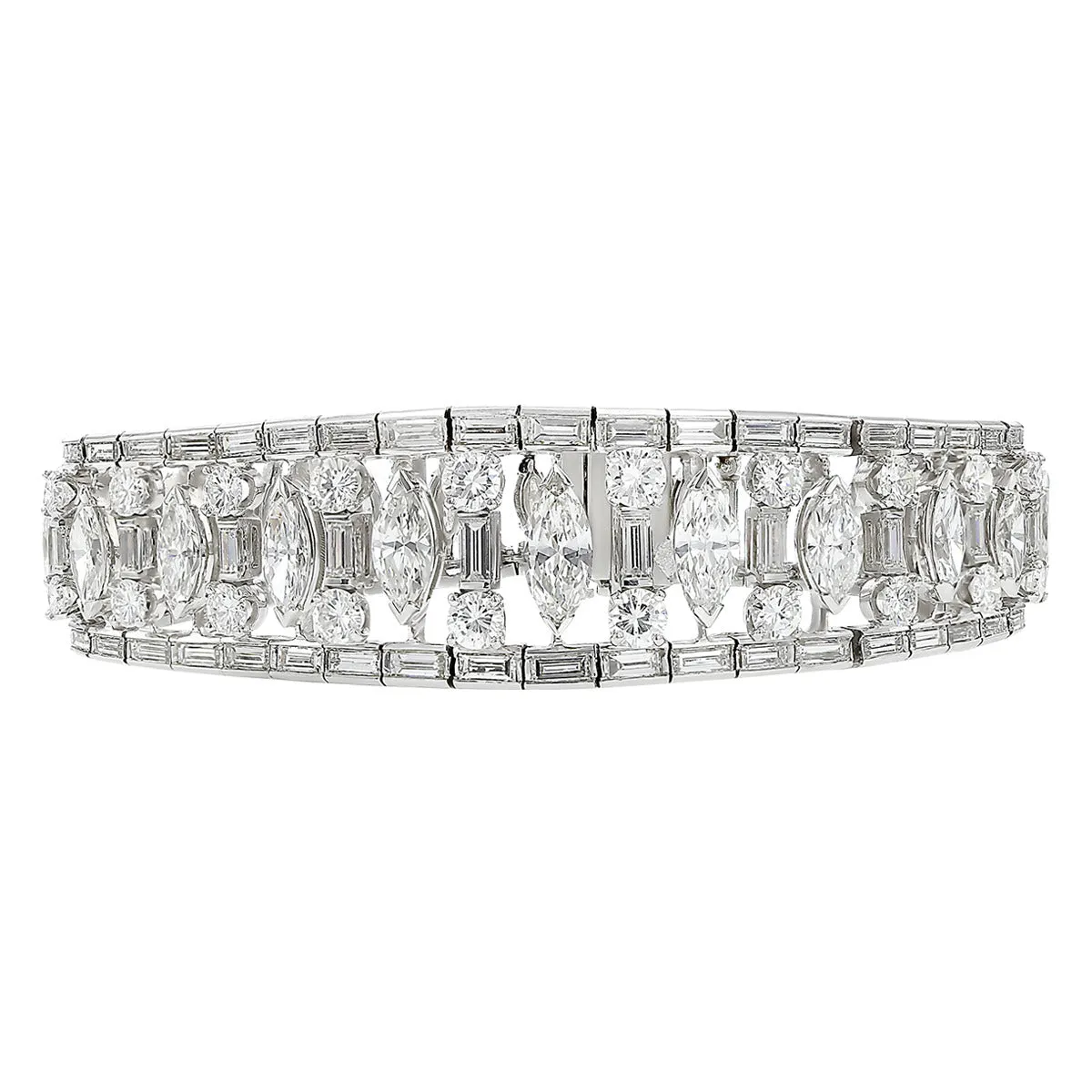 Mid-Century Platinum 28-Carat Diamond Bracelet