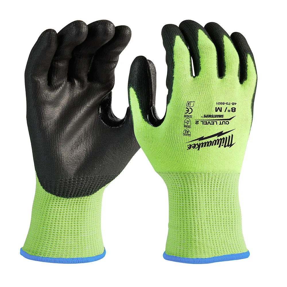 Milwaukee 48-73-8921B 12PK High Visibility Cut Level 2 Polyurethane Dipped Safety Gloves - Medium