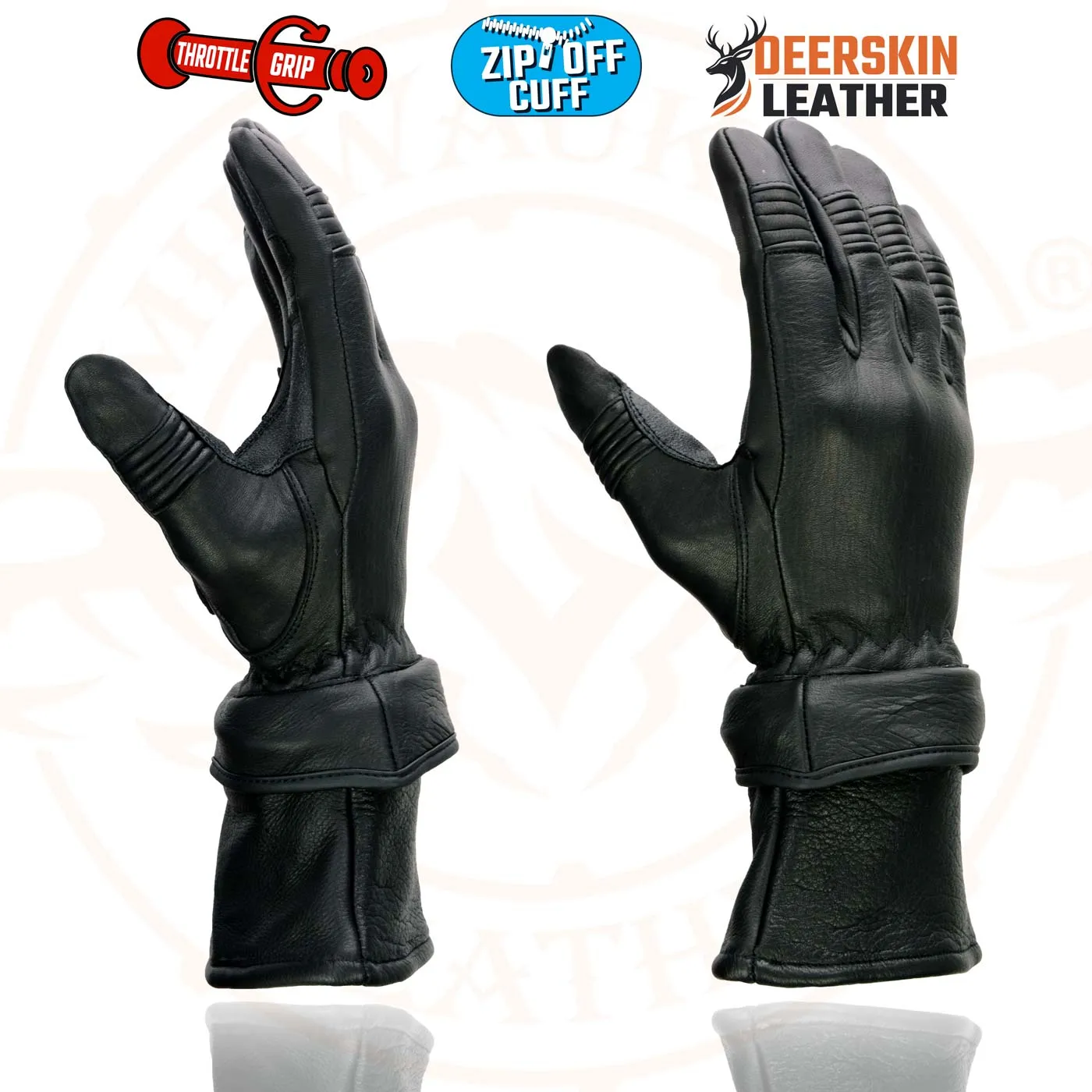 Milwaukee Leather SH870 Women's Black Deerskin Leather Gauntlet Gloves with Gel Palm