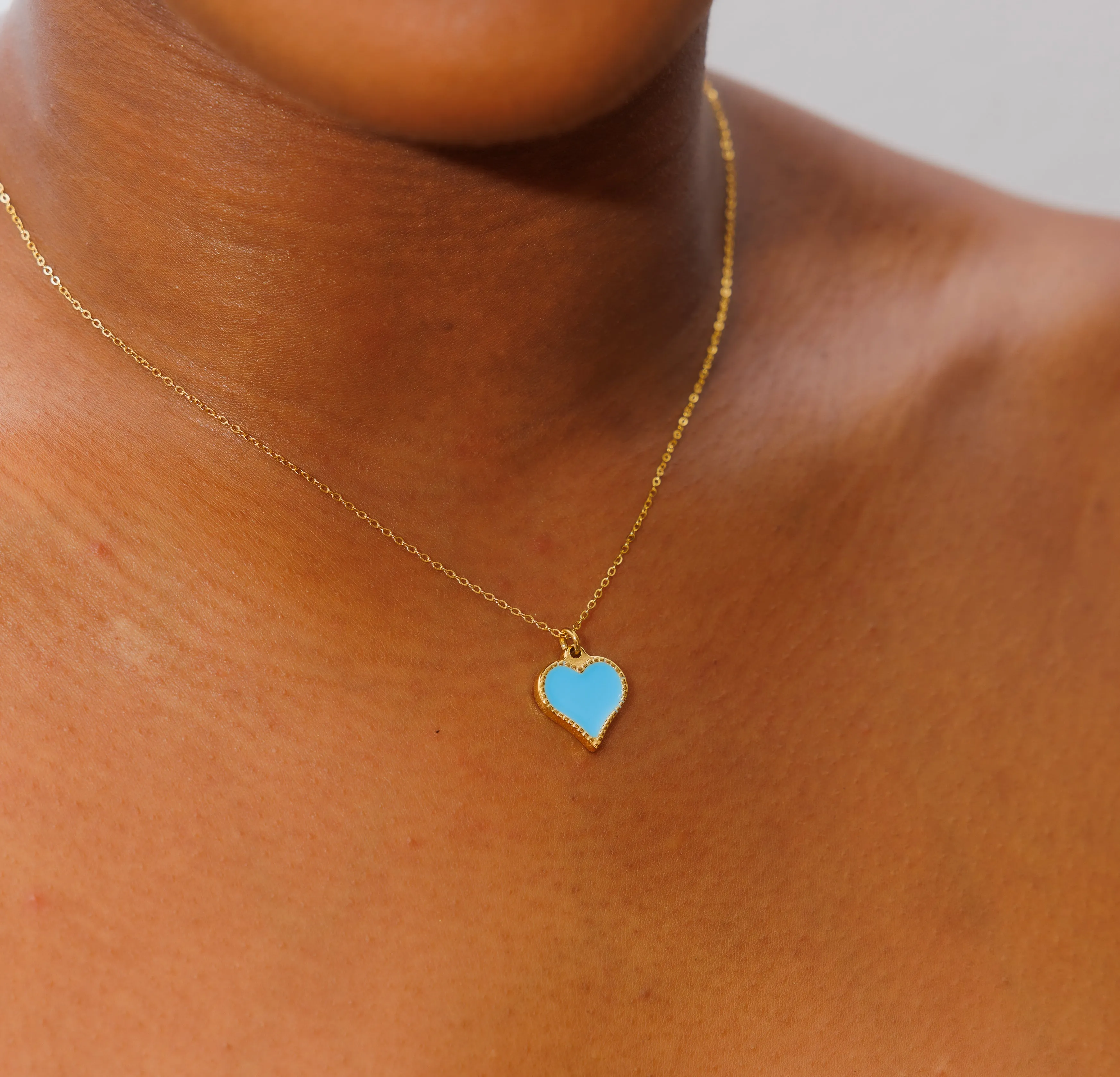 Mini Adjustable Turquoise Howlite Gemstone Heart Necklace