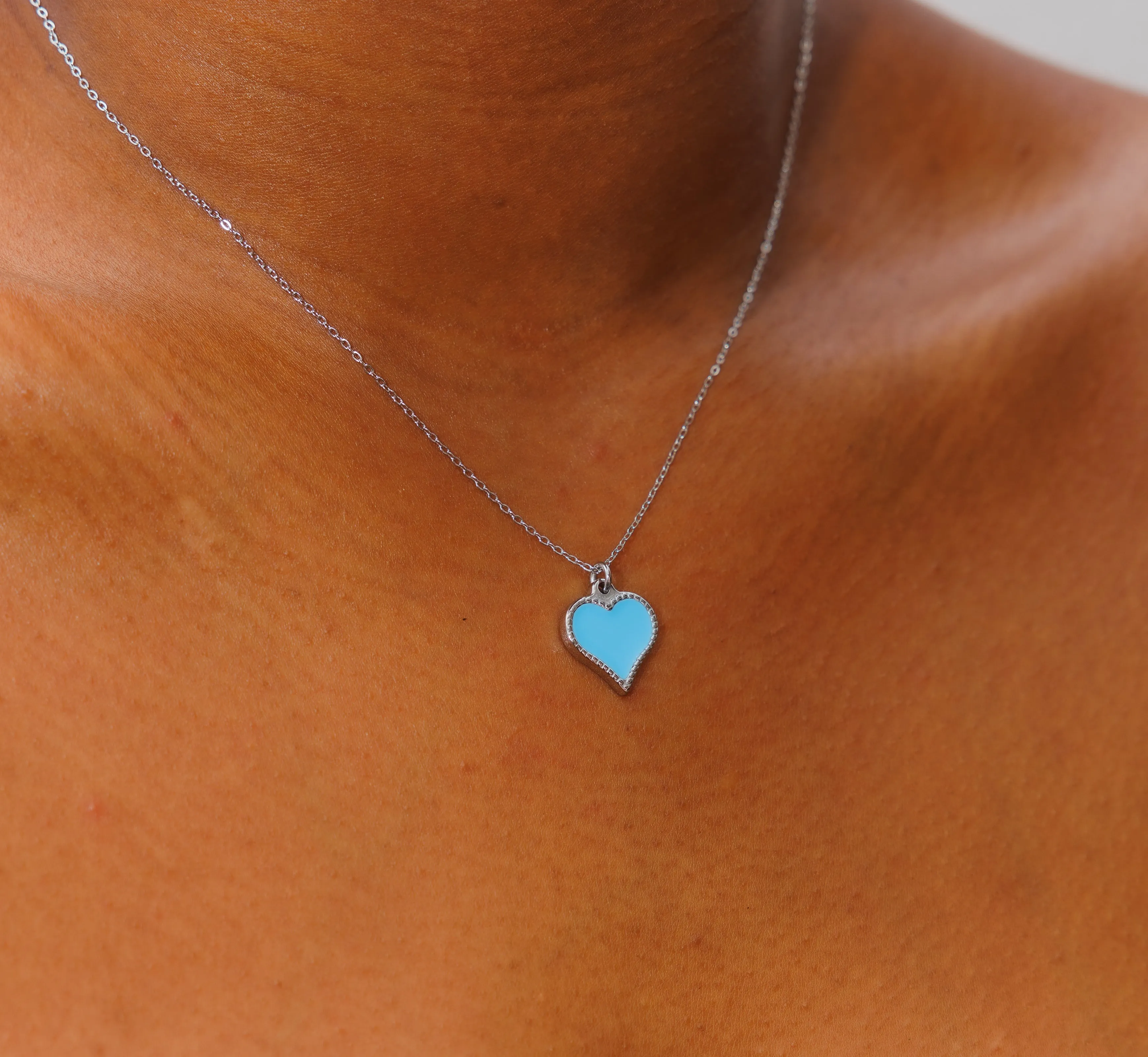 Mini Adjustable Turquoise Howlite Gemstone Heart Necklace