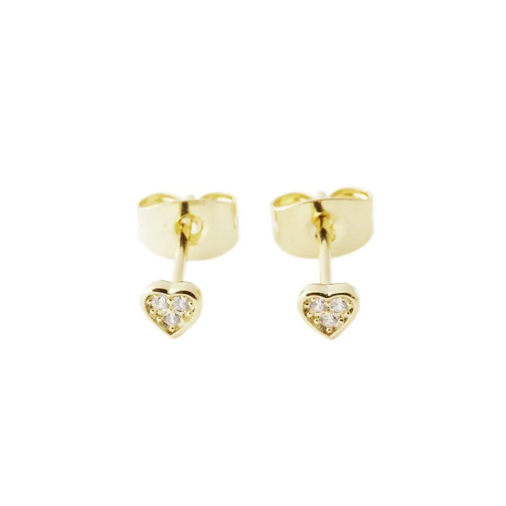 Mini Heart Crystal Stud Earrings