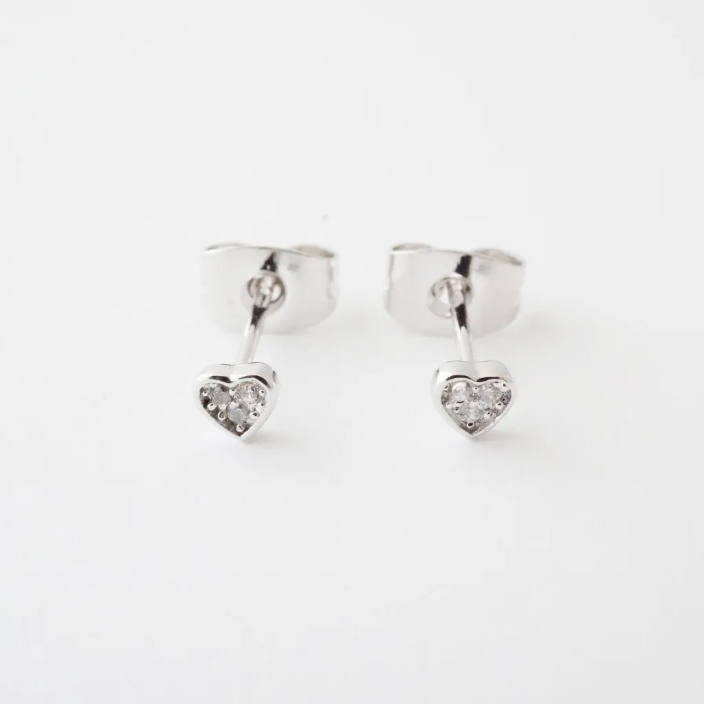 Mini Heart Crystal Stud Earrings