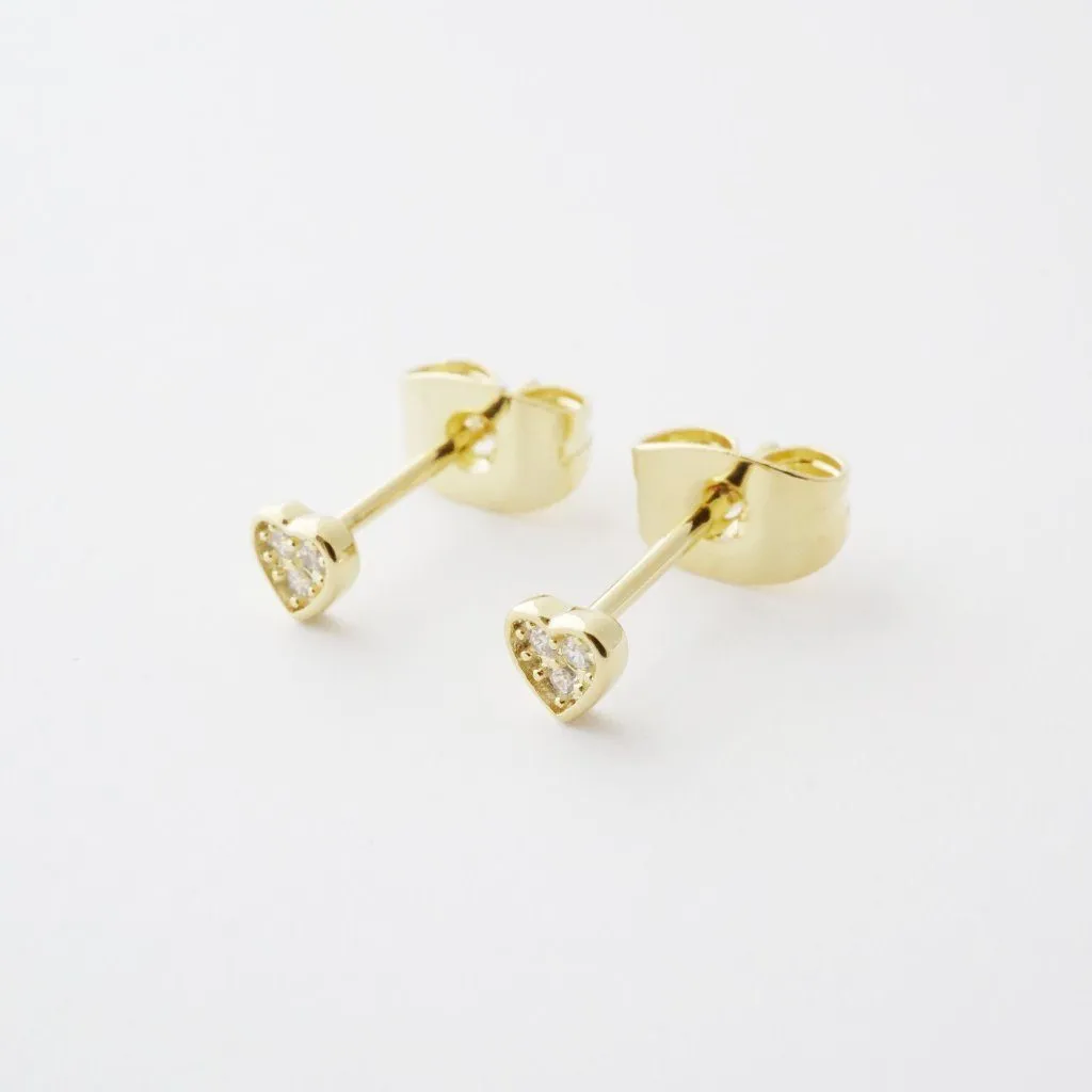 Mini Heart Crystal Stud Earrings