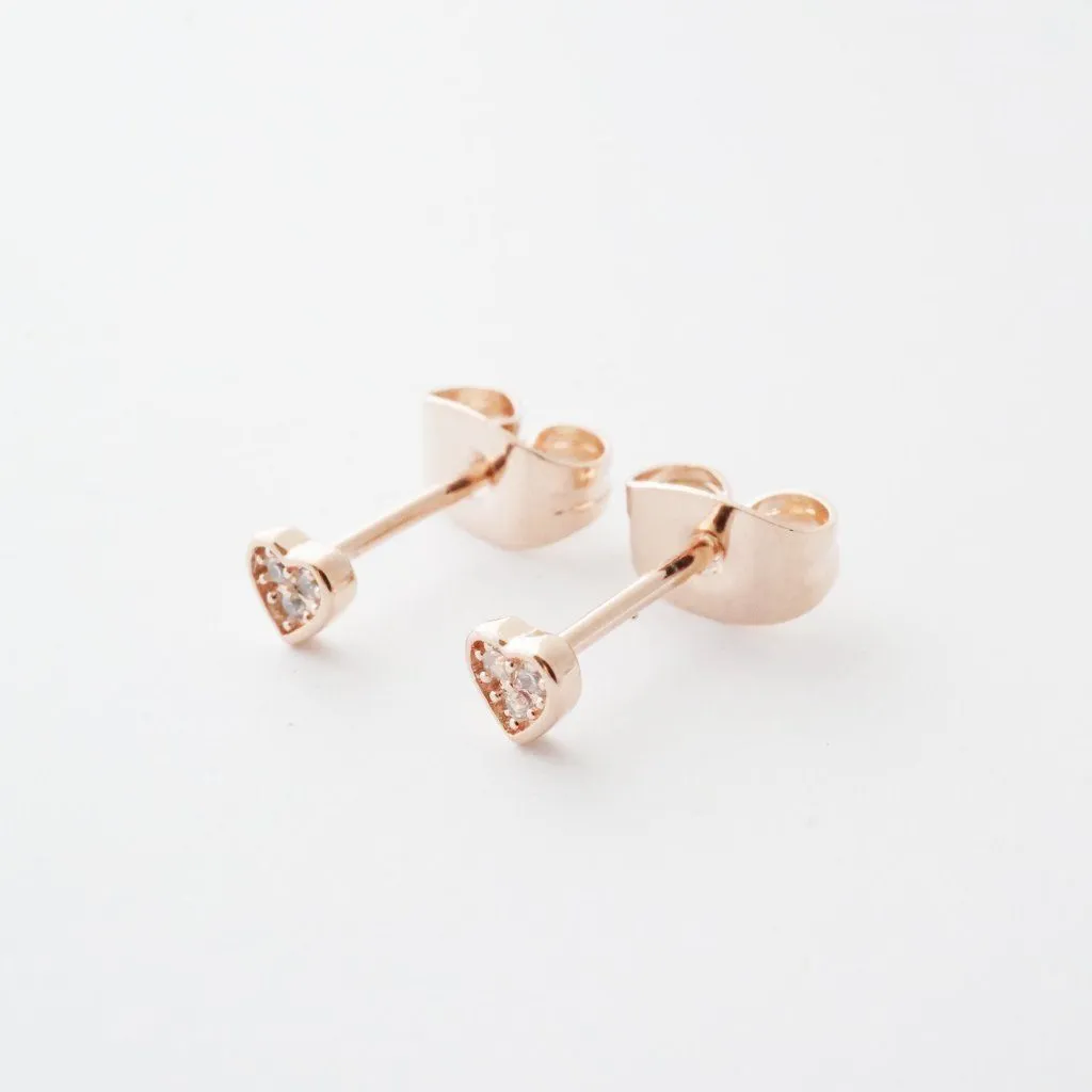 Mini Heart Crystal Stud Earrings