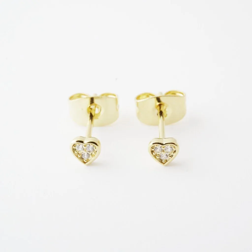 Mini Heart Crystal Stud Earrings