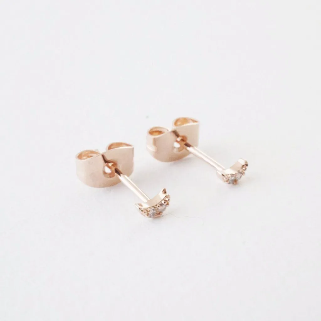 Mini Moon Crystal Stud Earrings