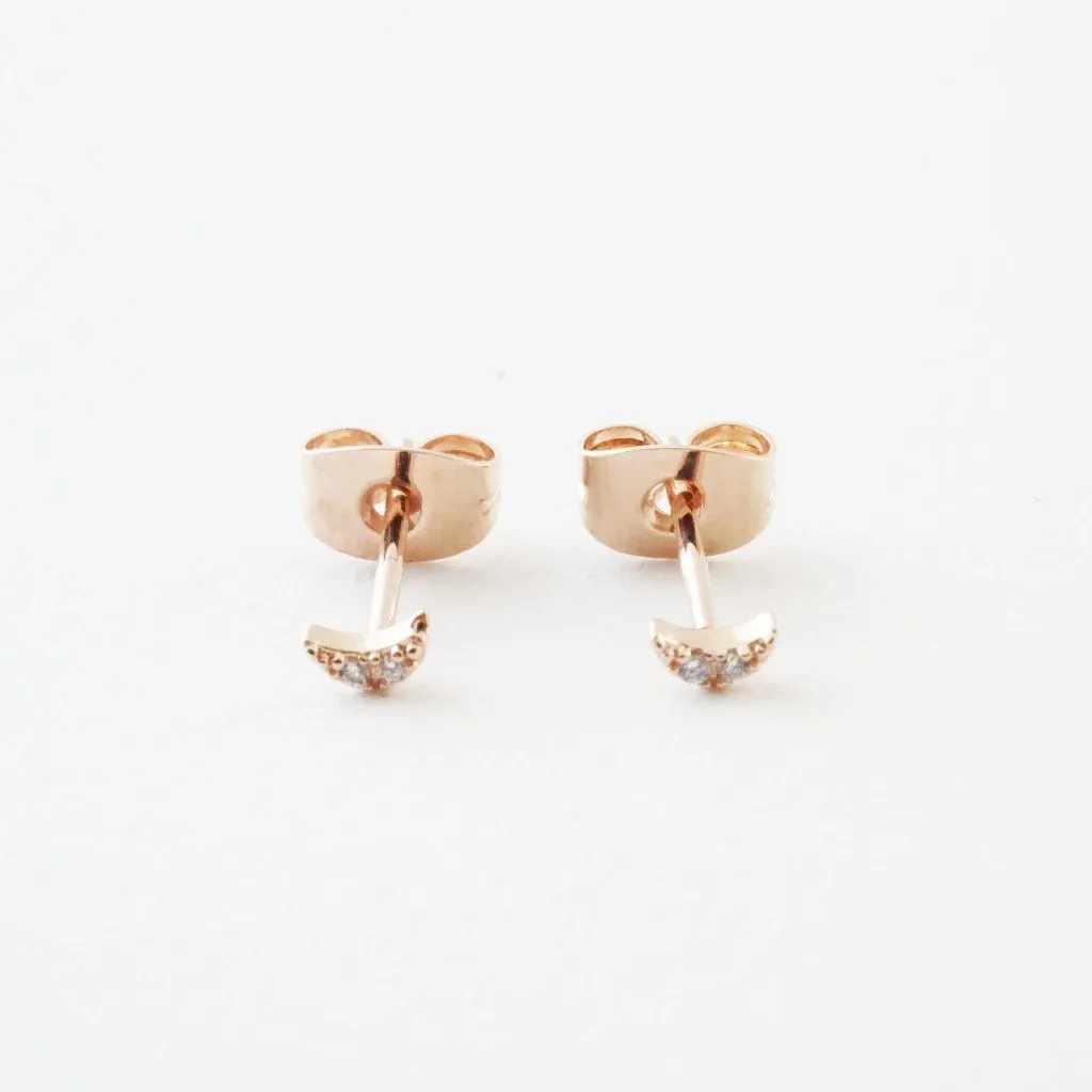 Mini Moon Crystal Stud Earrings