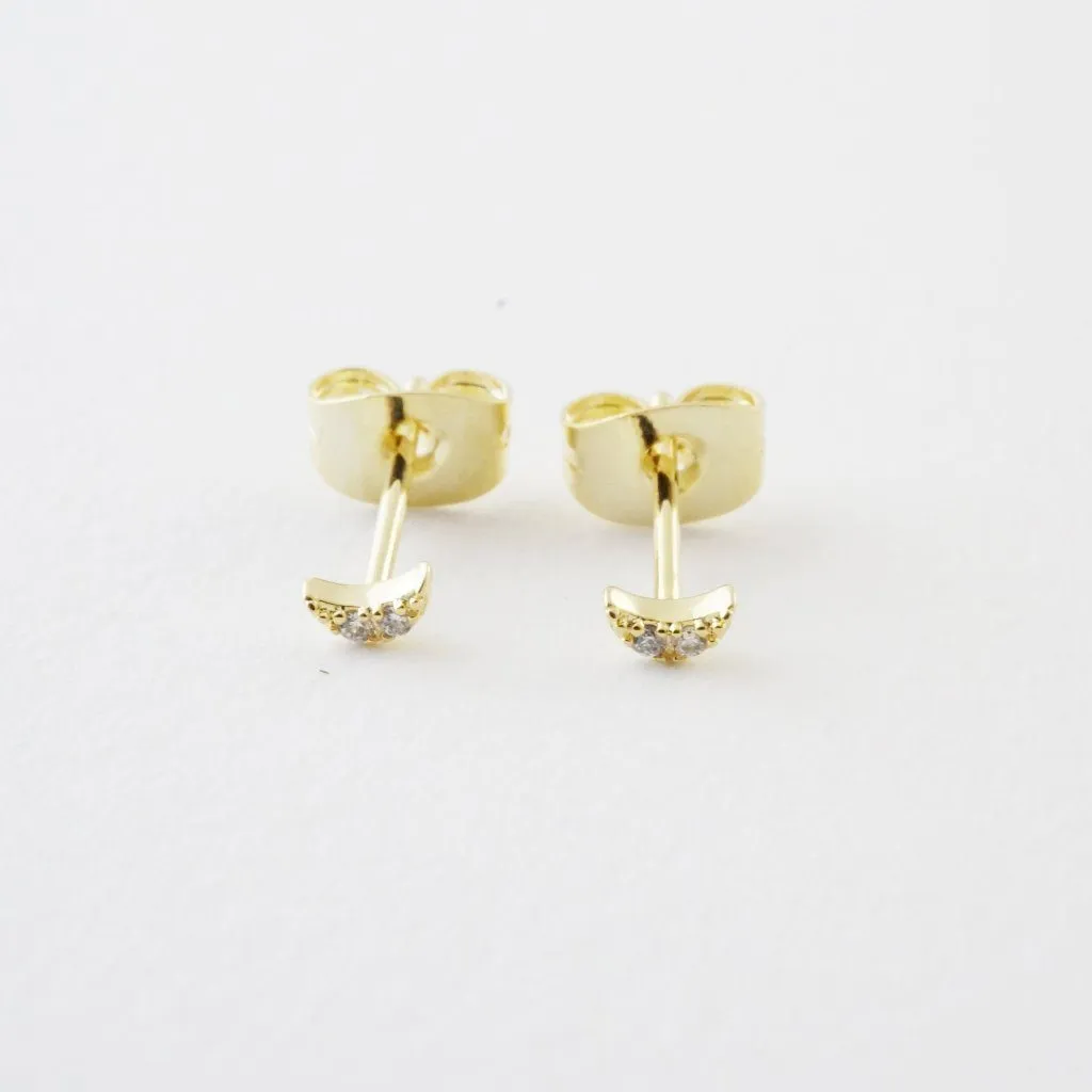 Mini Moon Crystal Stud Earrings