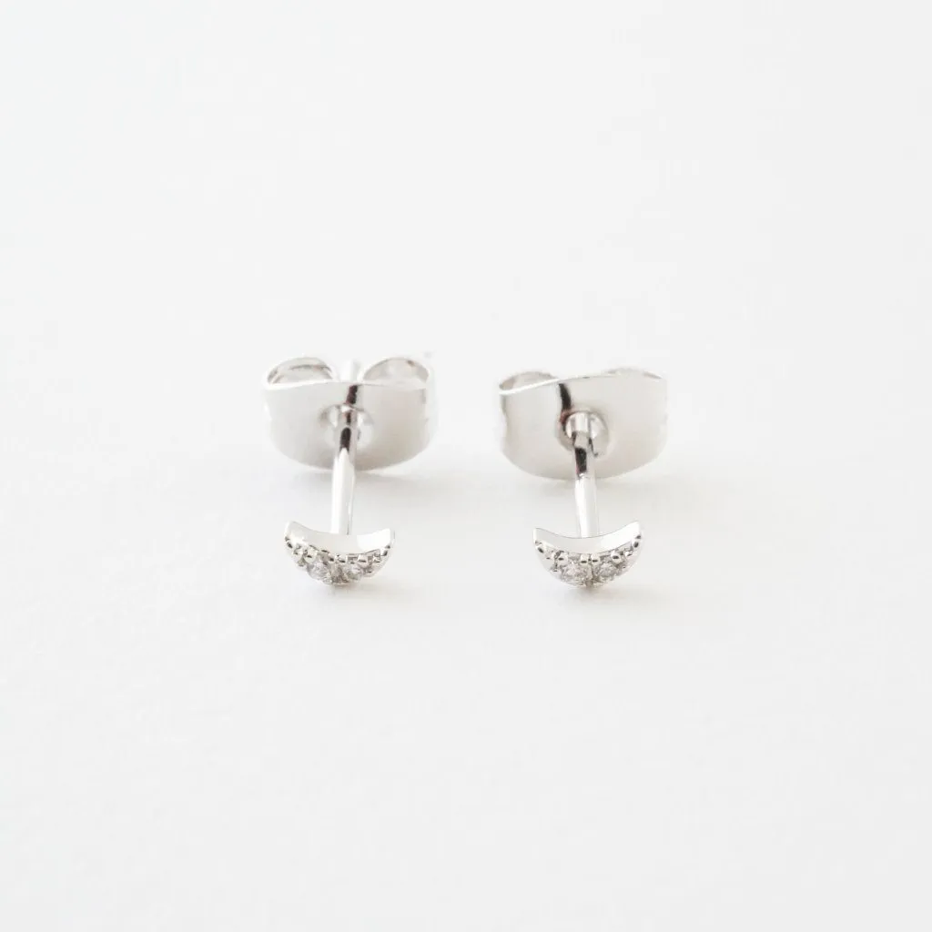 Mini Moon Crystal Stud Earrings