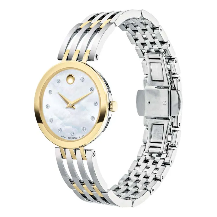 Movado Women's ESPERANZA 28MM Yellow-Gold Mother-of-Pearl Diamond Watch 0607305