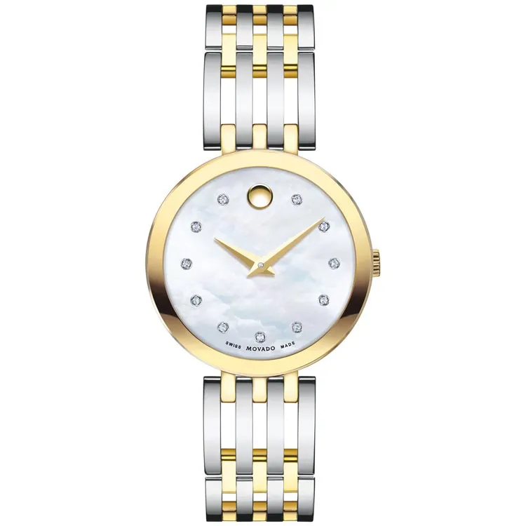 Movado Women's ESPERANZA 28MM Yellow-Gold Mother-of-Pearl Diamond Watch 0607305