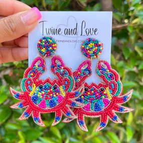 Multicolor Crab Beaded Earrings