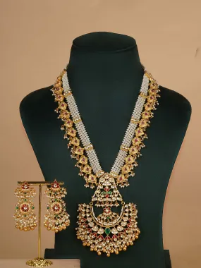 Multicolor Gold Plated Jadau Kundan Necklace Set - MS2131M